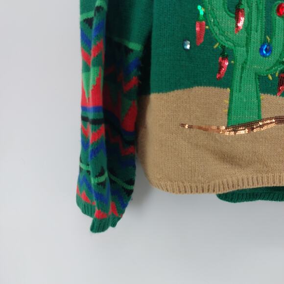 Holiday Time Sz 20 Green Ugly Christmas Sweater Red Pepper - Picture 6 of 16